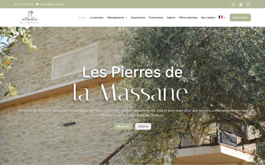 Création de site internet pour un domaine de locations de vacances à Argelès-sur-Mer dans le 66 Perpignan – Les Pierres de la Massane