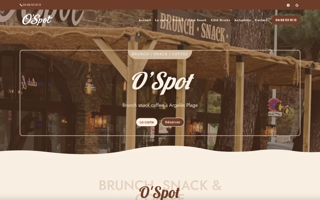 Création de site internet pour un brunch snack coffee à Argelès-sur-Mer dans le 66 Perpignan – O&rsquo;Spot
