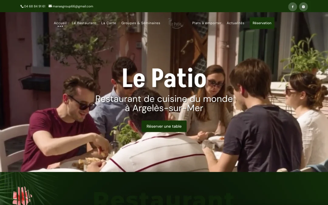 Création de site internet pour un restaurant à Argelès-sur-Mer dans le 66 Perpignan – Le Patio