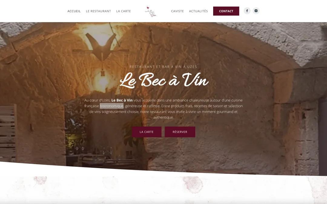 Création de site internet pour un bar à vin à Uzès dans le 30 Nîmes – Le Bec à Vin