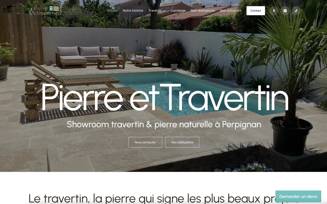 Création de site internet pour un showroom de travertin à Perpignan dans le 66 – Pierre et Travertin